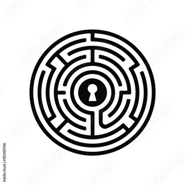 Obraz Circular maze with keyhole at center