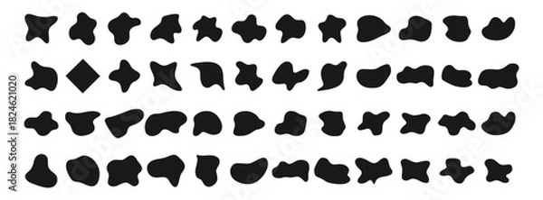 Fototapeta Abstract organic blob black shapes big vector set bundle for backgrounds text frames or design elements.