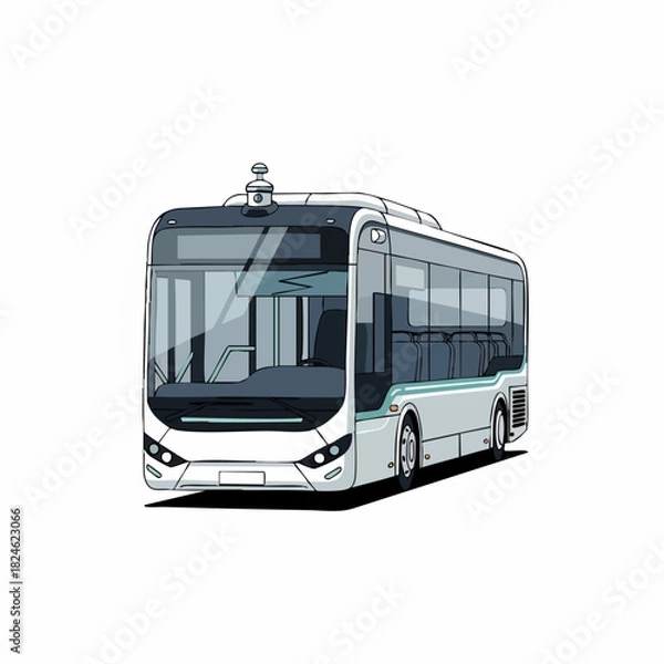 Obraz Modern Electric Bus Illustration for Sustainable Transportation.
