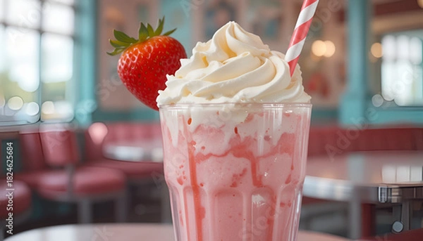 Obraz strawberry milkshake with whipped cream