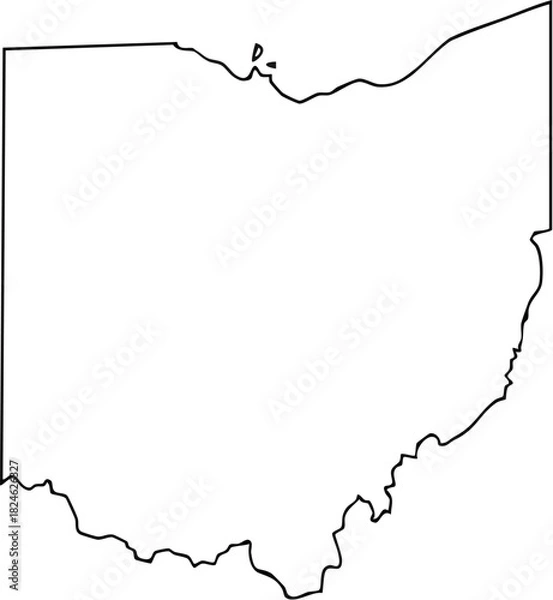 Fototapeta Ohio USA State Map Outline, Editable Vector EPS, Blank Printable Map
