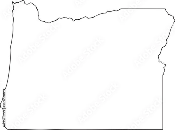 Fototapeta Oregon USA State Map Outline, Editable Vector EPS, Blank Printable Map
