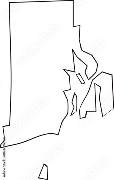 Fototapeta Rhode Island USA State Map Outline, Editable Vector EPS, Blank Printable Map
