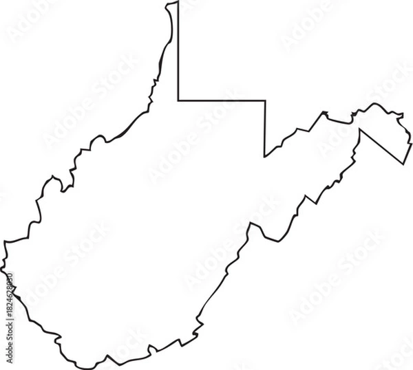 Obraz West Virginia USA State Map Outline, Editable Vector EPS, Blank Printable Map
