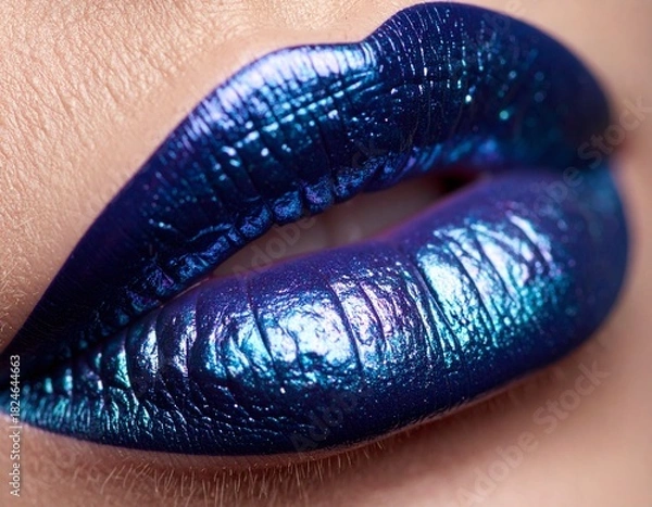 Obraz "Electric Bloom: Metallic Lips in Turquoise-Violet Flame"