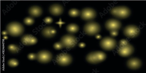 Fototapeta Bright golden Christmas lights background with glowing bokeh and holiday sparkle