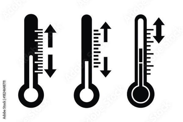 Fototapeta Three thermometers showing different temperatures isolated on white background