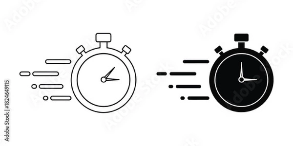 Fototapeta Two stopwatch icons showing time, isolated on white background
