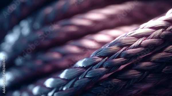 Fototapeta Colorful close up of braided rope showcasing intricate textures and vibrant hues in a well lit setting during the day