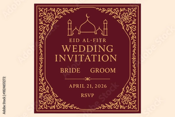 Obraz Elegant islamic wedding invitation for eid al fitr celebration