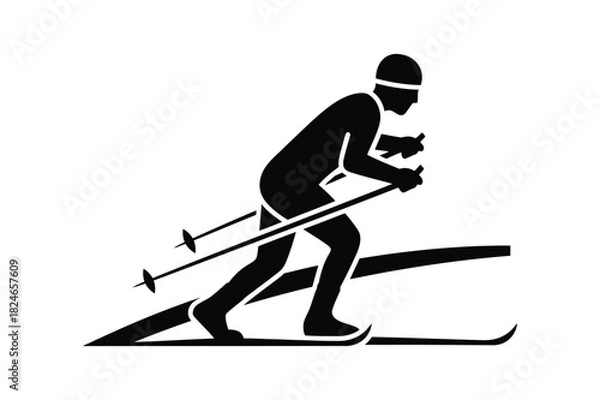 Obraz A cross country solid silhouette vector art illustration