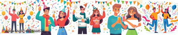 Obraz vector of couple drinking together celebrating new year