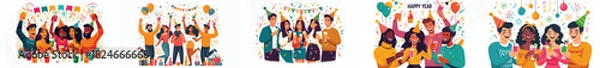 Obraz vector of young people celebrating new year
