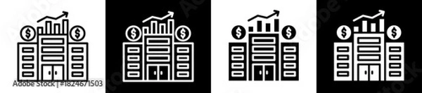 Obraz Company Growth Icon Set In Black And White Filled Style Collection 