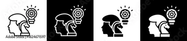 Fototapeta Strategic Thinking Icon Set In Black And White Filled Style Collection 