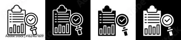 Fototapeta Market Evaluation Icon Set In Black And White Filled Style Collection 