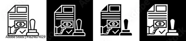 Fototapeta Payment Approval Icon Set In Black And White Filled Style Collection  
