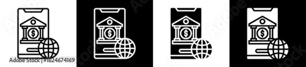 Fototapeta Online Banking Icon Set In Black And White Filled Style Collection  