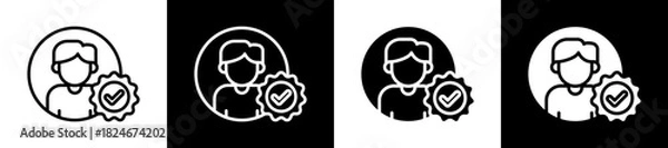 Obraz Account Verification Icon Set In Black And White Filled Style Collection  