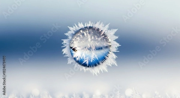Fototapeta Macro Shot of Crystal Clear Frozen Liquid with Gradient Bokeh