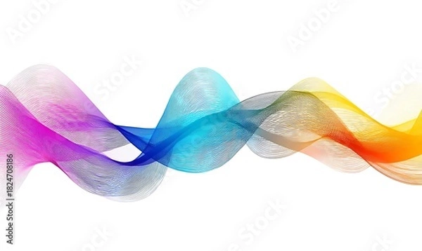 Fototapeta Simple and vibrant spectrum line waves with a clean minimalist design on white.