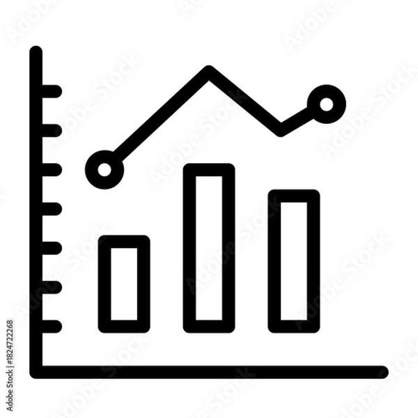 Obraz Dynamic bar graph showing business data trend line