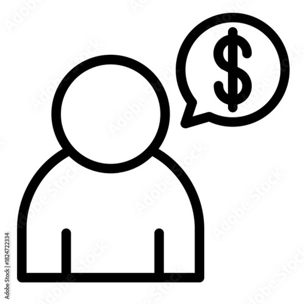 Obraz Dollar thoughts, financial planning mindset icon