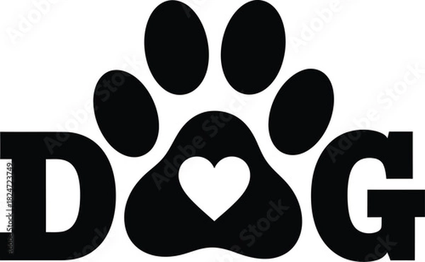 Obraz Dog Paw Heart Vector Illustration Dog Graphic Design Pet Paw Print with Heart