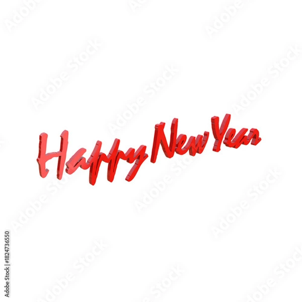 Obraz Red neon sign text happy new year on transparent background,png