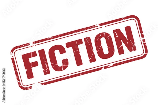 Fototapeta A red rubber stamp with the word FICTION imprinted on it is shown diagonally.