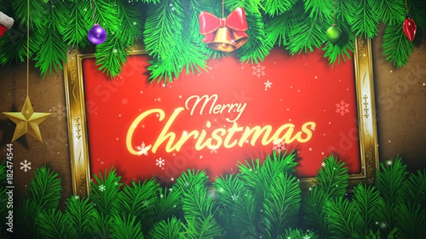 Obraz Evergreen and Ornaments Title