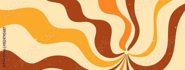 Fototapeta Multicolor groovy Y2K waves. Abstract trippy horizontal background.