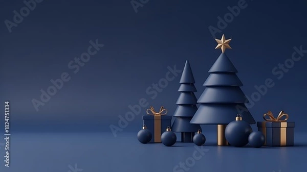 Obraz Elegant blue christmas scene