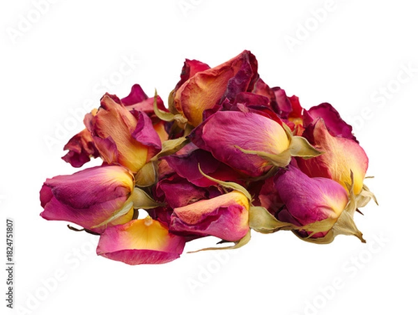 Fototapeta Pile of dried rose buds isolated on transparent or white background, png