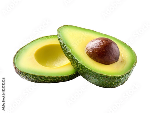 Fototapeta Fresh avocado fruit cut in half with seed isolated on transparent or white background, png
