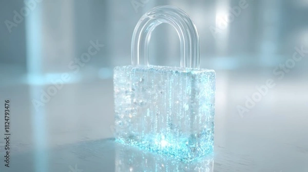 Obraz Crystal Lock Symbolizing Data Security and Protection in the Digital Age Concept of Network Security with Modern Technology Protecting Sensitive Information from Cyber Threats 