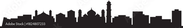 Obraz Middle eastern cityscape silhouette with traditional minarets domes and modern buildings