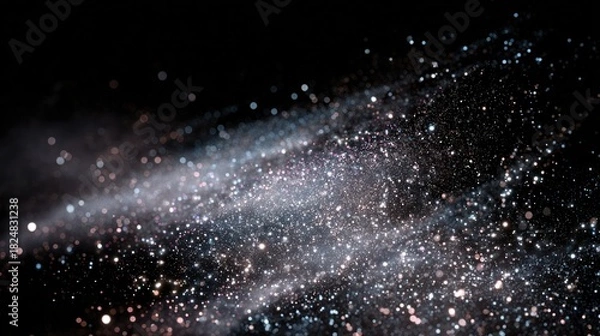 Obraz Abstract illustration of shining particles on a dark background for design