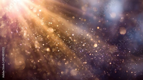 Obraz Abstract background of glowing light rays with golden and purple tones