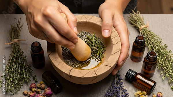 Fototapeta Herb grinding