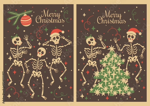 Obraz Dancing Christmas Skeletons Poster Set