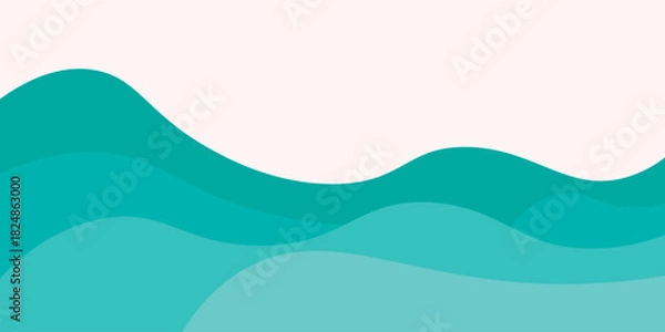 Obraz Abstract teal waves flowing across a white background