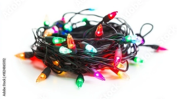 Fototapeta Colorful Christmas String Lights Close-Up