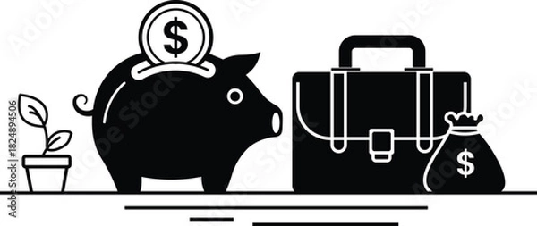 Fototapeta Financial growth strategy showing savings, long-term investment, business planning, and wealth accumulation.
