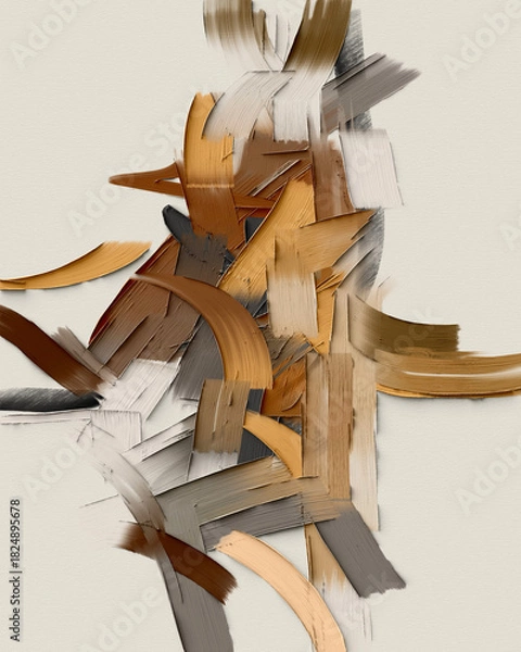 Fototapeta Contemporary abstract painting with bold lines and geometric shapes, perfect for adding a modern touch to spaces that need a stylish and artistic focal point