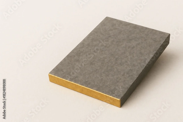 Obraz Flat gift box with a gold end on a light surface. Space for text.