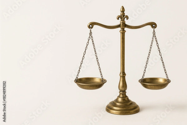 Obraz Classic scales of justice on a light background. Space for text.