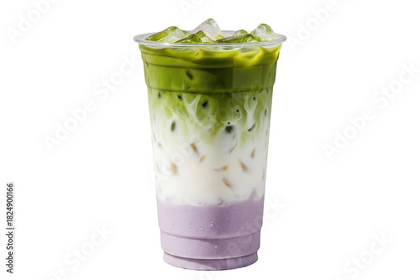 Obraz iced taro matcha latte isolated