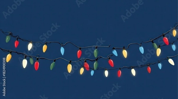 Fototapeta Christmas lights flat style vector