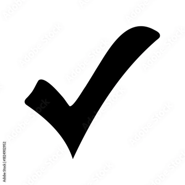 Fototapeta Black checkmark icon representing approval and completion Vector, illustration